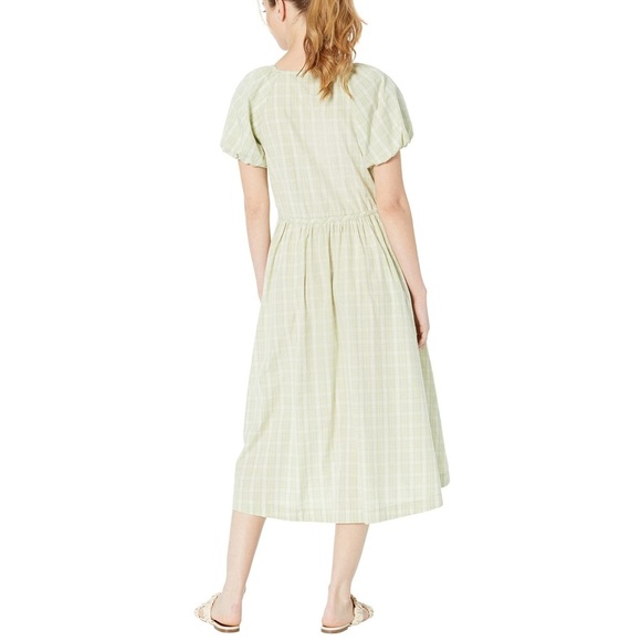 Madewell Plaid Tie-Waist Midi Dress Gingham in Green size XXS - Picture 8 of 8
